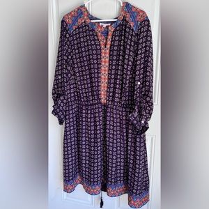 DR2 dress, size 3X, EUC, purple, orange and blue, sleeves have tie backs
